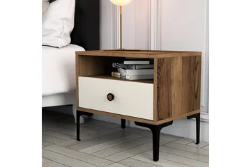 Ameias Nattbord 56x40 cm Brun/Beige - Hanah Home - Møbler - Bord - Avlastningsbord - Sengebord & nattbord