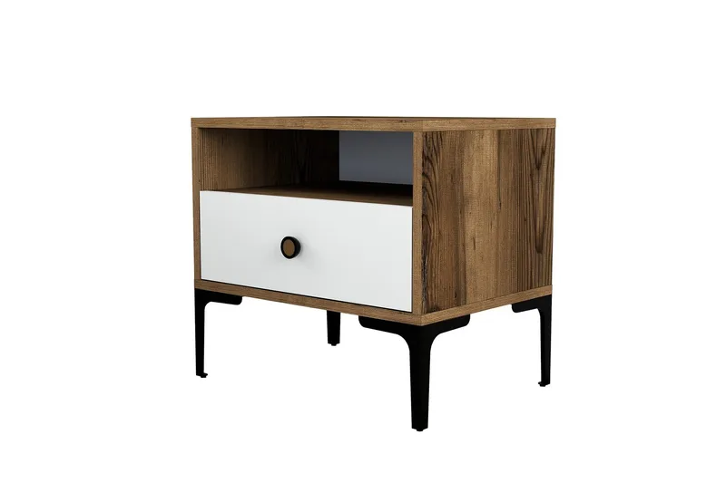 Ameias Nattbord 56x40 cm Brun/Hvit - Hanah Home - Møbler - Bord - Avlastningsbord - Sengebord & nattbord