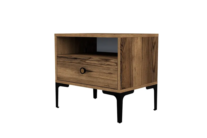 Ameias Nattbord 56x40 cm Brun, Hanah Home