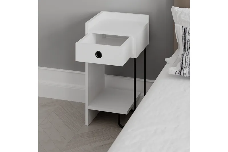 Sirius Nattbord 32x30 cm Hvit - Hanah Home - Møbler - Bord - Avlastningsbord - Sengebord & nattbord