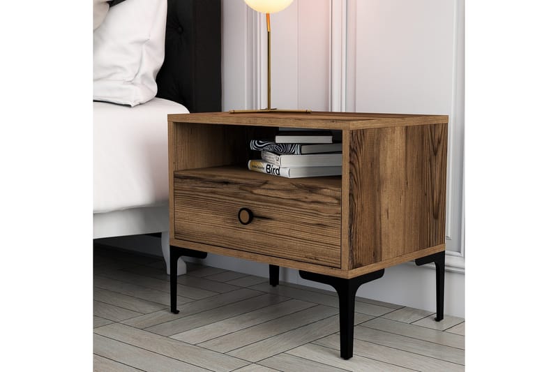 Ameias Nattbord 56x40 cm Brun - Hanah Home - Møbler - Bord - Avlastningsbord - Sengebord & nattbord