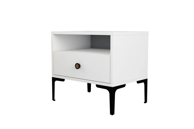 Ameias Nattbord 56x40 cm Hvit - Hanah Home - Møbler - Bord - Avlastningsbord - Sengebord & nattbord