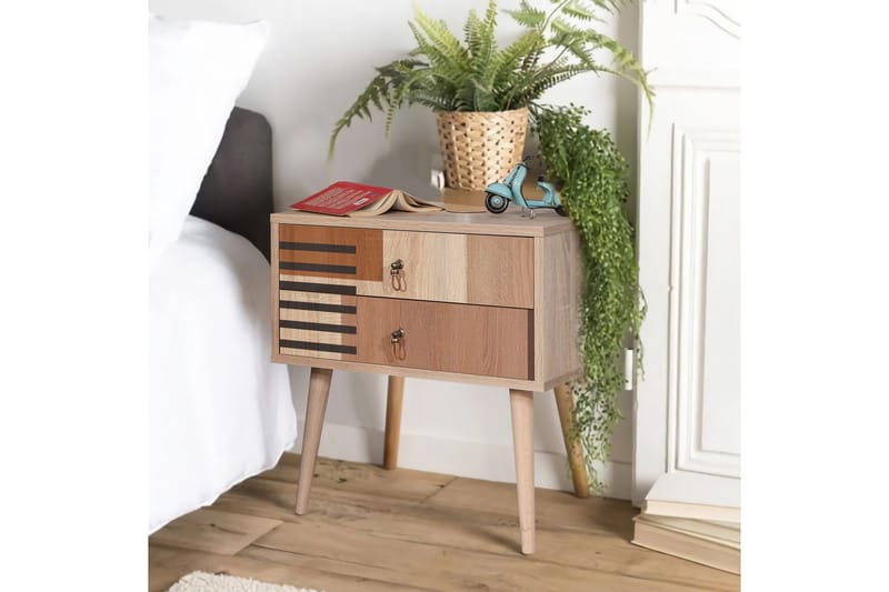 Bertoaria Nattbord 60x40 cm Brun - Hanah Home - Møbler - Bord - Avlastningsbord - Sengebord & nattbord