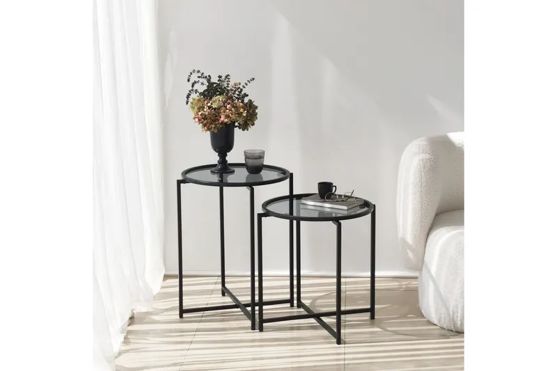 Akeno Sidebord 60x50 cm Svart, Hanah Home