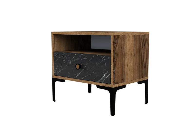 Ameias Nattbord 56x40 cm Brun/Svart, Hanah Home