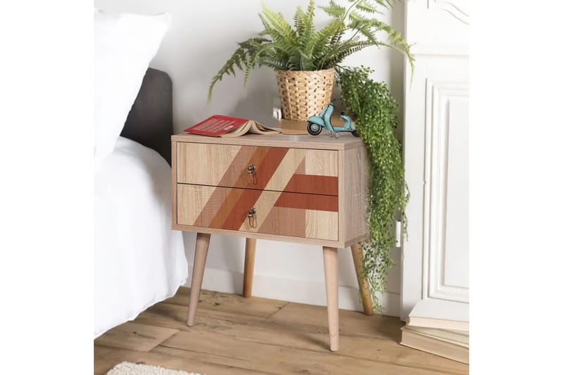 Bertoaria Nattbord 60x40 cm Brun - Hanah Home - Møbler - Bord - Avlastningsbord - Sengebord & nattbord
