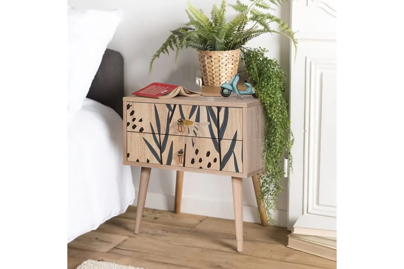 Bertoaria Nattbord 60x40 cm Brun - Hanah Home - Møbler - Bord - Avlastningsbord - Sengebord & nattbord