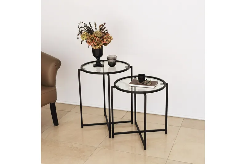 Akeno Sidebord 60x50 cm Svart, Hanah Home