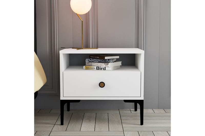 Ameias Nattbord 56x40 cm Hvit - Hanah Home - Møbler - Bord - Avlastningsbord - Sengebord & nattbord