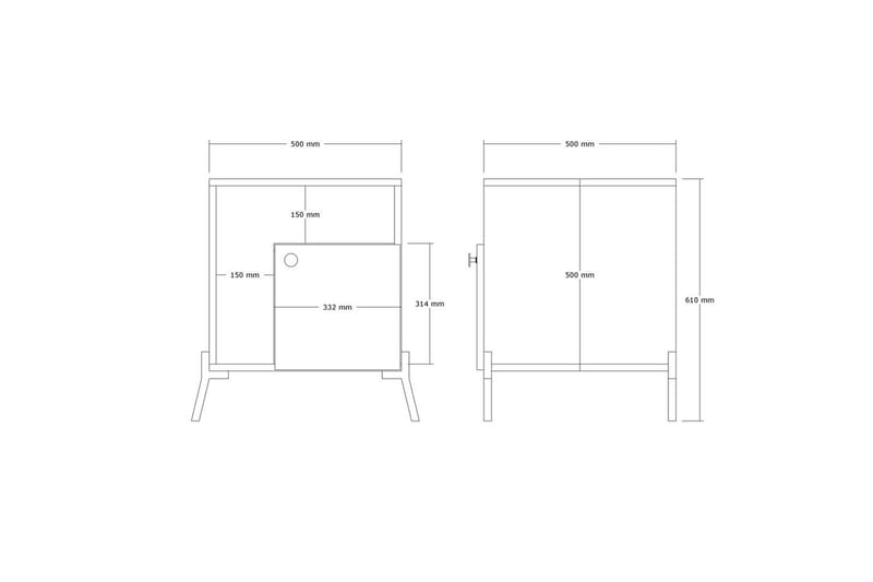 Abadan Nattbord 50 cm - Eik/Sort - Møbler - Bord - Avlastningsbord - Sengebord & nattbord