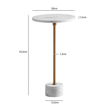 Aelros sidebord 30 cm - hvit marmor med grå årer og gullfarge - Møbler - Bord - Avlastningsbord - Konsollbord
