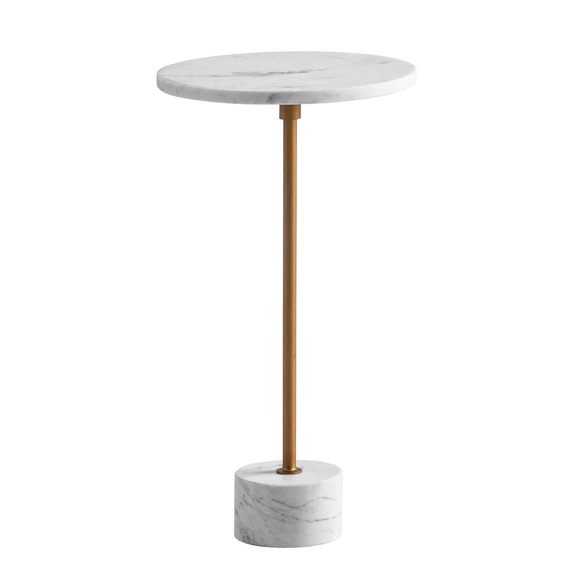 Aelros sidebord 30 cm - hvit marmor med grå årer og gullfarge