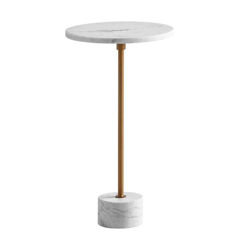 Aelros sidebord 30 cm, hvit marmor med grå årer og gullfarge
