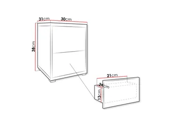 Agawal Sängbord 30 cm - Brun - Møbler - Bord - Avlastningsbord - Sengebord & nattbord