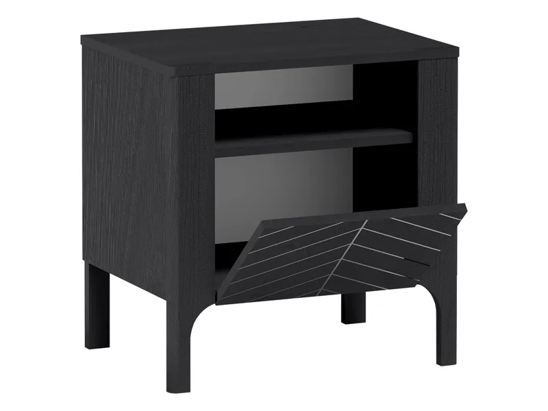 Aggarwal Nattbord 54 cm med Oppbevaring og Hyller i Tre, Svart