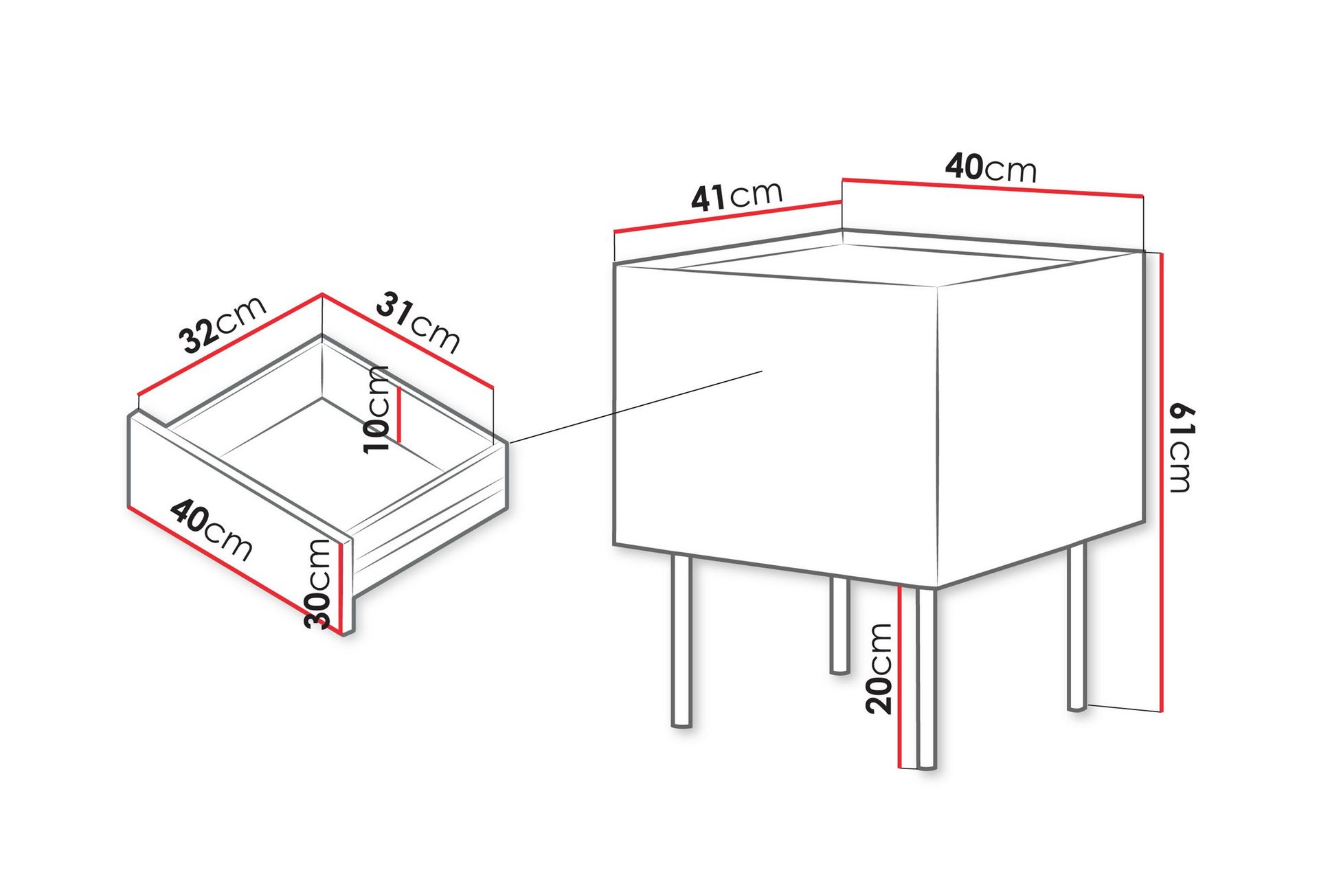 Akie Nattbord 40 cm - Beige - Møbler - Bord - Avlastningsbord - Sengebord & nattbord
