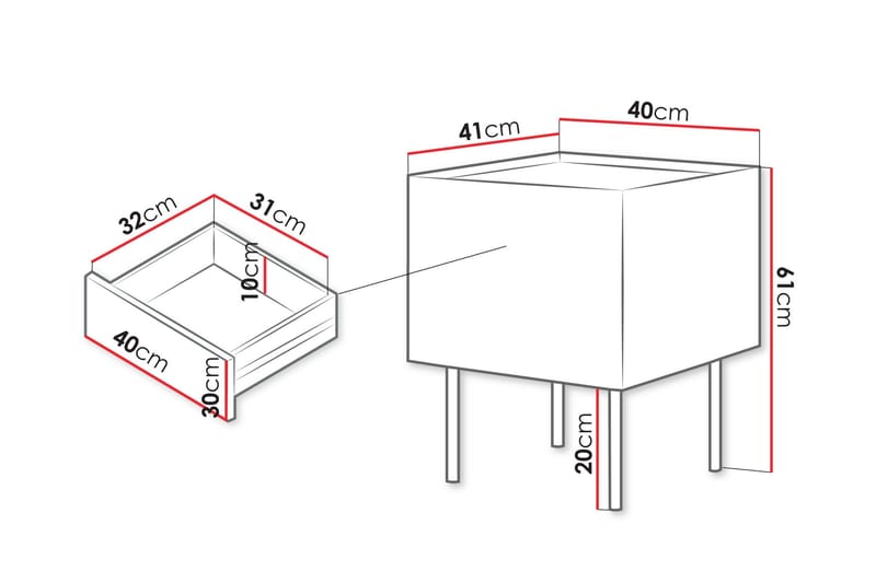 Akie Nattbord 40 cm - Grønn - Møbler - Bord - Avlastningsbord - Sengebord & nattbord
