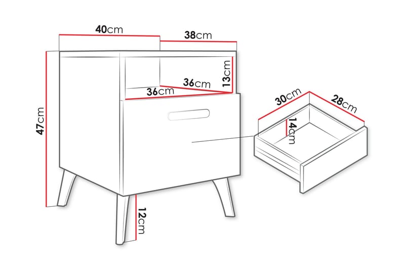 Akihiko Nattbord 40 cm - Hvit - Møbler - Bord - Avlastningsbord - Sengebord & nattbord
