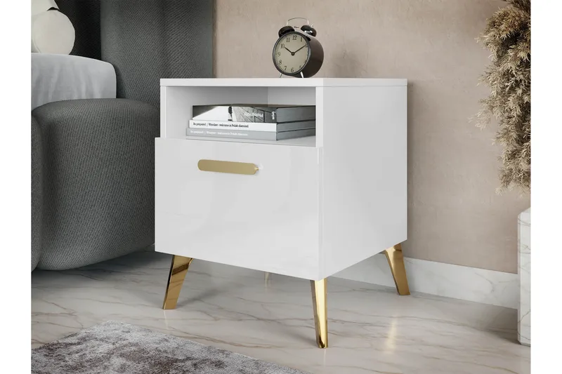 Akihiko Nattbord 40 cm - Hvit - Møbler - Bord - Avlastningsbord - Sengebord & nattbord