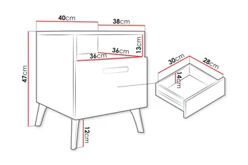 Akihiko Nattbord 40 cm - Hvit - Møbler - Bord - Avlastningsbord - Sengebord & nattbord