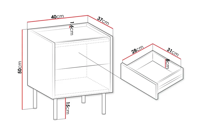 Akihito Nattbord 40 cm - Brun - Møbler - Bord - Avlastningsbord - Sengebord & nattbord