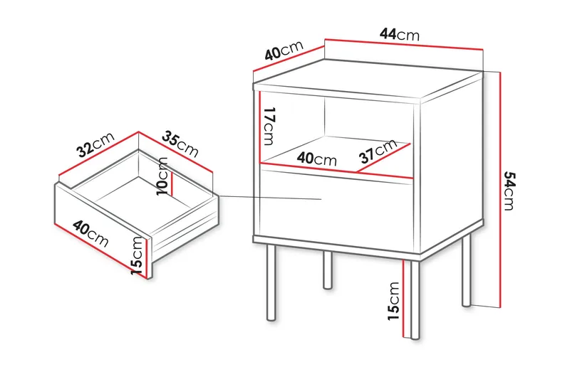 Akiko Nattbord 44 cm - Grønn - Møbler - Bord - Avlastningsbord - Sengebord & nattbord