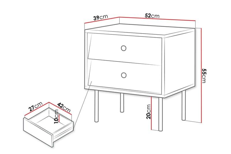 Akilesh Nattbord 52 cm - Hvit - Møbler - Bord - Avlastningsbord - Sengebord & nattbord