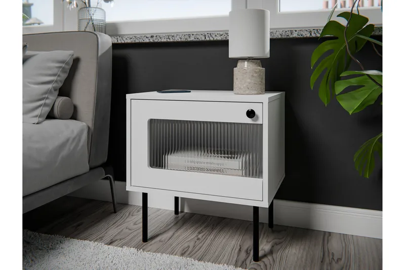 Akilesh Nattbord 52 cm - Hvit - Møbler - Bord - Avlastningsbord - Sengebord & nattbord