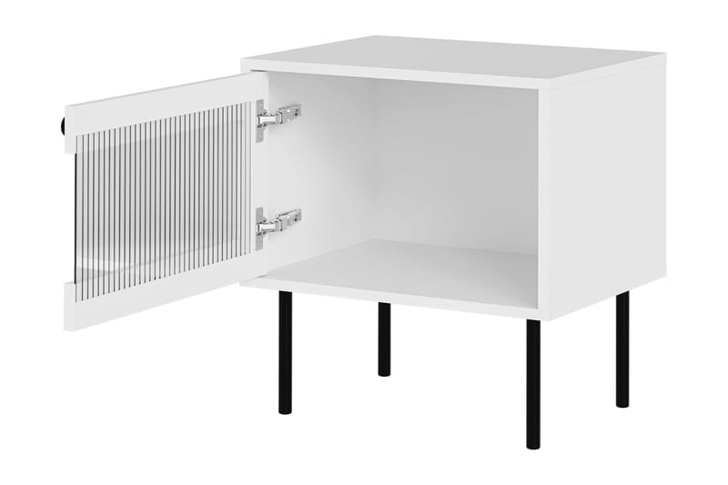 Akilesh Nattbord 52 cm i Malt Tre med Oppbevaring - Hvit - Møbler - Bord - Avlastningsbord - Sengebord & nattbord