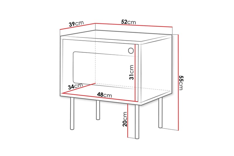 Akilesh Nattbord 52 cm i Malt Tre med Oppbevaring - Hvit - Møbler - Bord - Avlastningsbord - Sengebord & nattbord