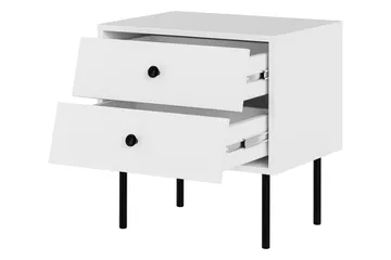 Akilesh Nattbord 52 cm i Malt Tre med Skuffer - Hvit - Møbler - Bord - Avlastningsbord - Sengebord & nattbord