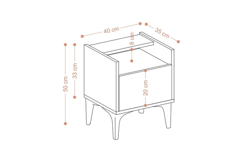 Alitha Nattbord 40 cm - Svart/Mellomfarget tre - Møbler - Bord - Avlastningsbord - Sengebord & nattbord