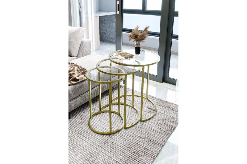 Alyasmin Settbord 34 cm - Gull/Gjennomsiktig - Møbler - Bord - Avlastningsbord - Settbord