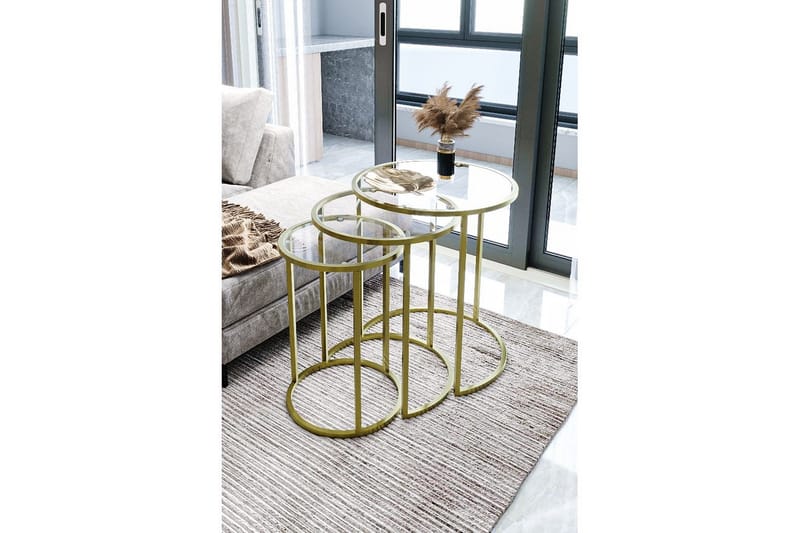 Alyasmin Settbord 34 cm - Gull/Gjennomsiktig - Møbler - Bord - Avlastningsbord - Settbord