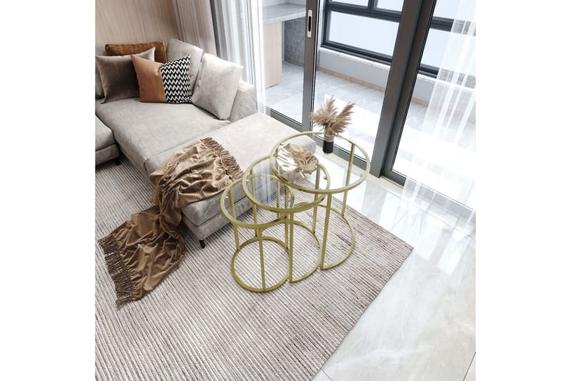 Alyasmin Settbord 34 cm - Gull/Gjennomsiktig - Møbler - Bord - Avlastningsbord - Settbord