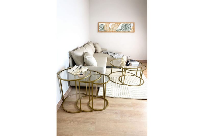 Alyasmin Settbord 34 cm - Gull/Gjennomsiktig - Møbler - Bord - Avlastningsbord - Settbord