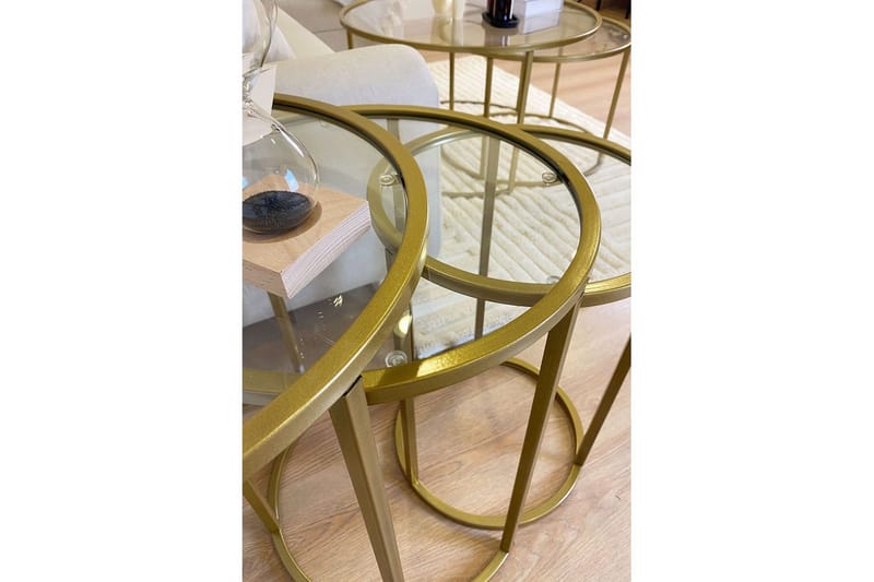 Alyasmin Settbord 34 cm - Gull/Gjennomsiktig - Møbler - Bord - Avlastningsbord - Settbord