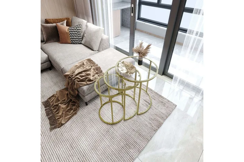 Alyasmin Settbord 34 cm - Gull/Gjennomsiktig - Møbler - Bord - Avlastningsbord - Settbord