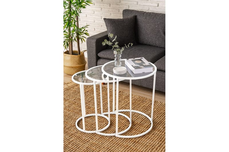 Alyasmin Settbord 34 cm - Hvit/Gjennomsiktig - Møbler - Bord - Avlastningsbord - Settbord