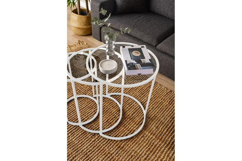 Alyasmin Settbord 34 cm - Hvit/Gjennomsiktig - Møbler - Bord - Avlastningsbord - Settbord