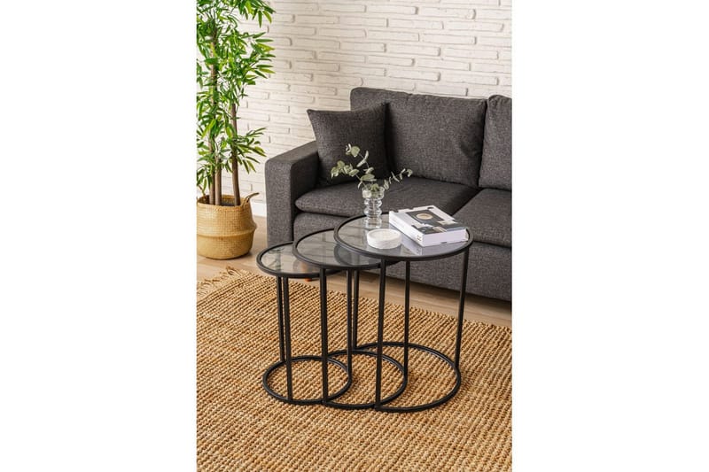 Alyasmin Settbord 50 cm - Sort/Gjennomsiktig - Møbler - Bord - Avlastningsbord - Settbord