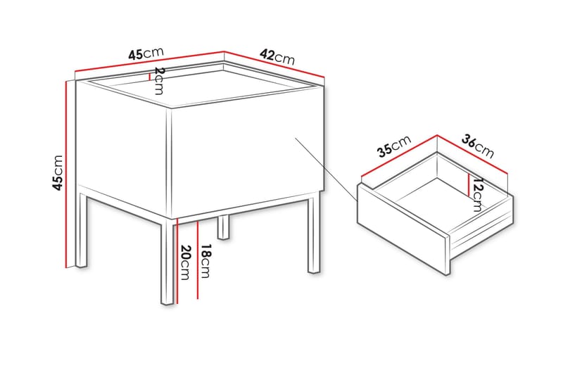 Amelus Nattbord 45 cm - Brun - Møbler - Bord - Avlastningsbord - Sengebord & nattbord