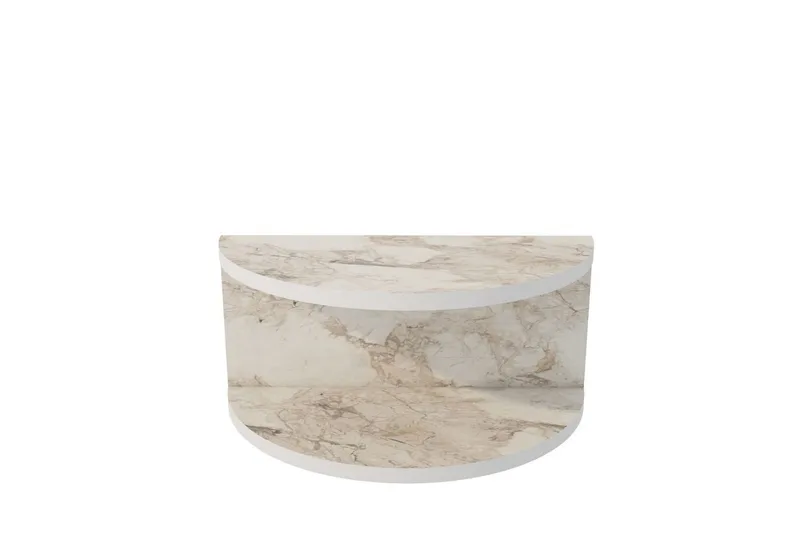 Antigua Veggmontert Nattbord 45 cm med Marmorutseende, Oppbevaring med Hylle, Hvit