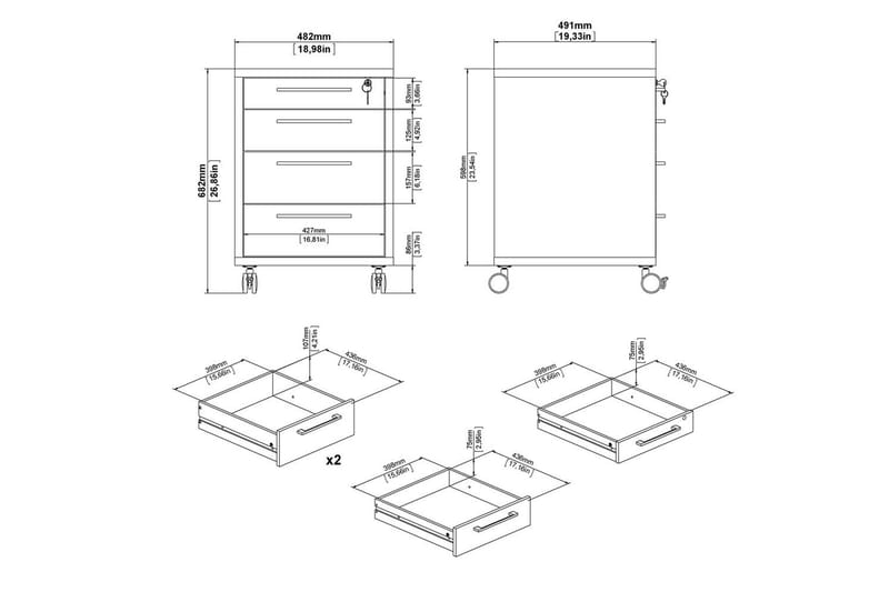 Astric Sengebord 48,2 cm - Hvit - Møbler - Bord - Avlastningsbord - Sengebord & nattbord
