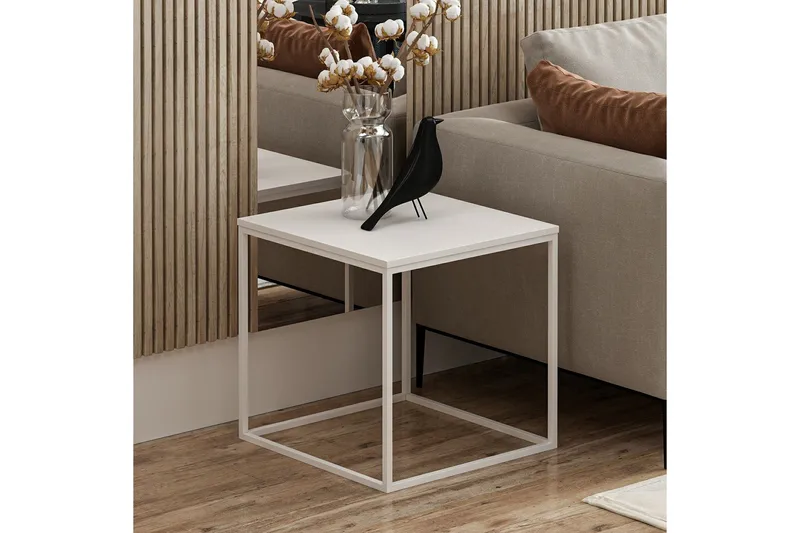 Basak Sidebord 52 cm - Hvit - Møbler - Bord - Avlastningsbord - Lampebord & sidebord