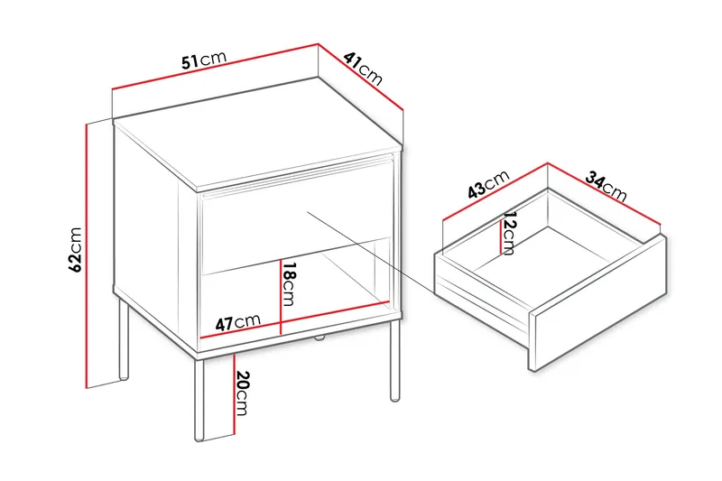 Basici Nattbord 51 cm - Brun - Møbler - Bord - Avlastningsbord - Sengebord & nattbord