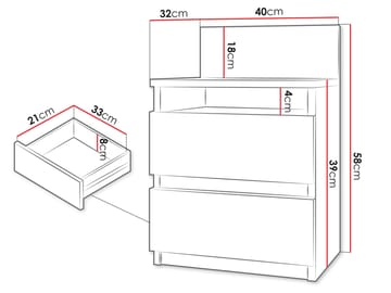 Basildon nattbord 40 cm - brun - Møbler - Bord - Avlastningsbord - Sengebord & nattbord