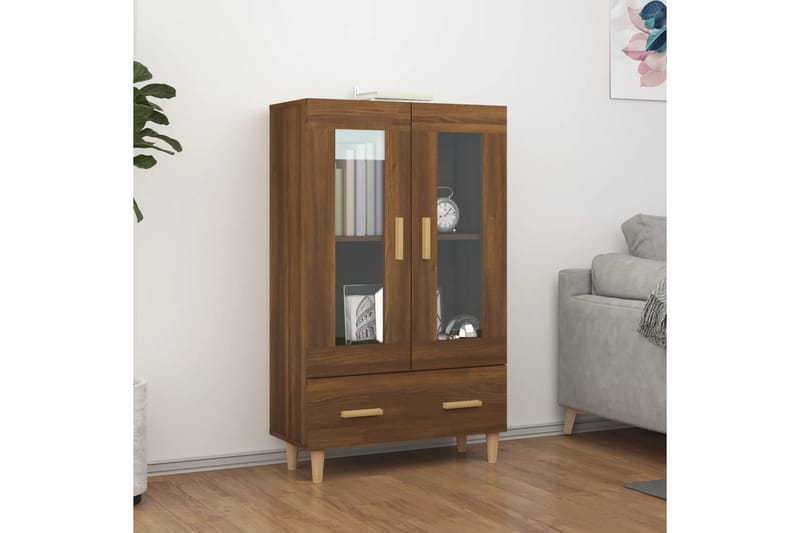 beBasic Highboard brun eik 70x31x115 cm konstruert tre - Brun - Lampebord & sidebord - Brettbord og småbord