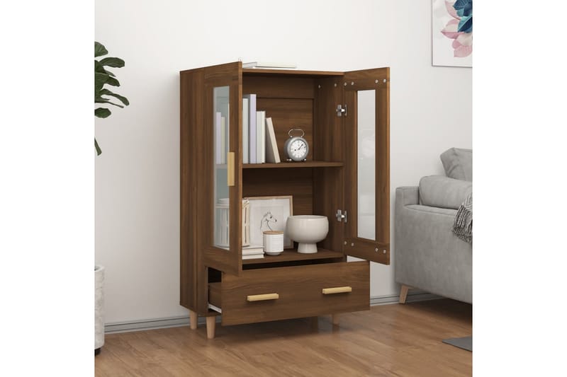 beBasic Highboard brun eik 70x31x115 cm konstruert tre - Brun - Møbler - Bord - Avlastningsbord - Lampebord & sidebord