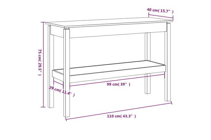 beBasic Konsollbord 110x40x75 cm heltre furu - Brun - Møbler - Bord - Avlastningsbord - Konsollbord